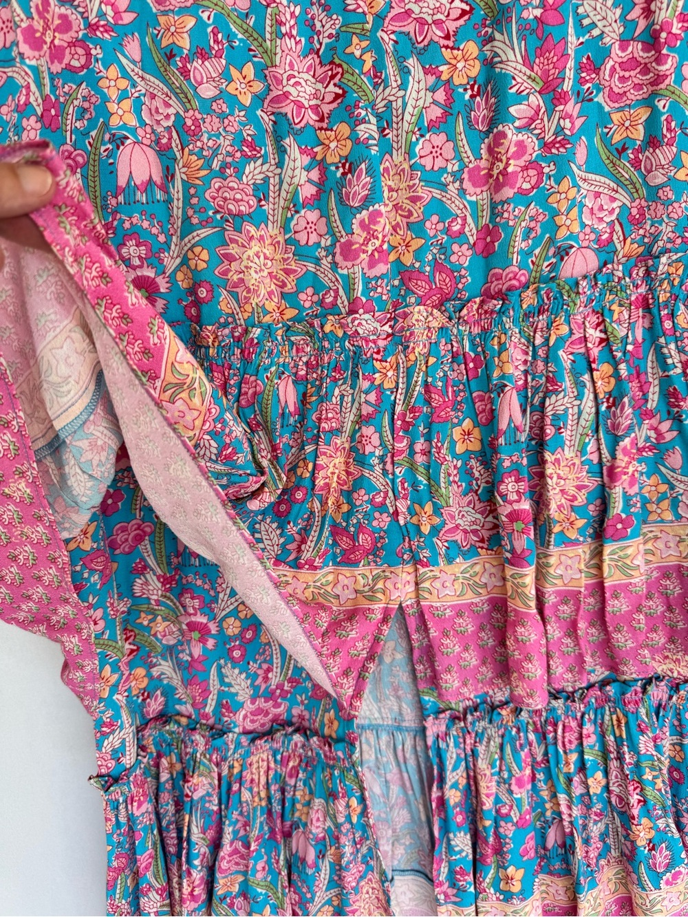 Plenty by Tracy Reese Floral Tiered Midi Skirt in Blue & Pink - Picture 8 of 10